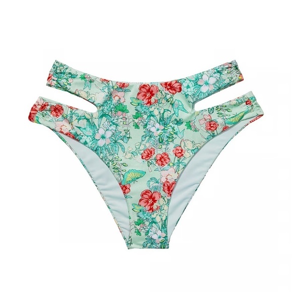 Victoria’s Secret Green Floral Butterfly Halter Bikini High Waisted Cut Out - Picture 7 of 14